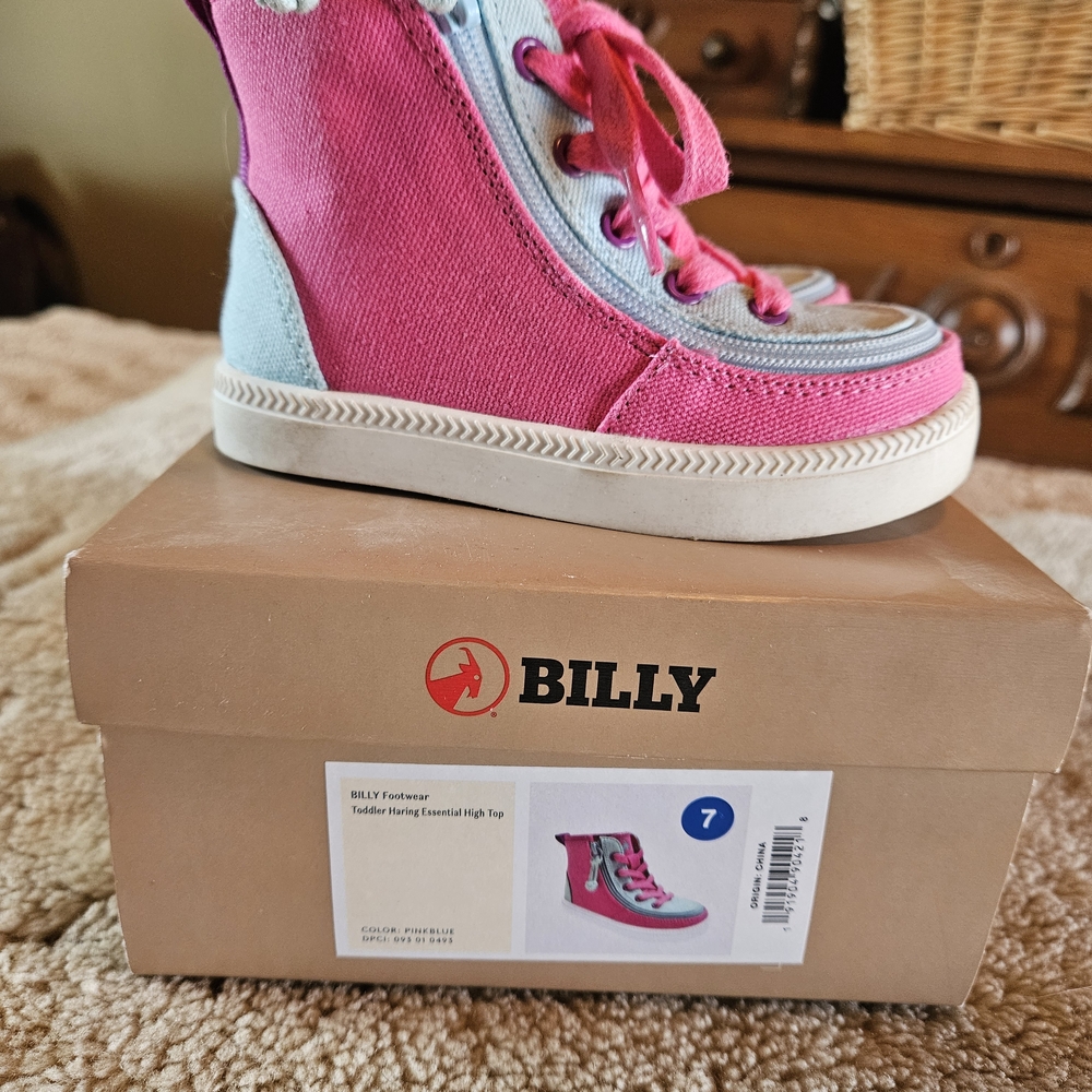 Billy Kids High Top Sneakers - Pink and Blue